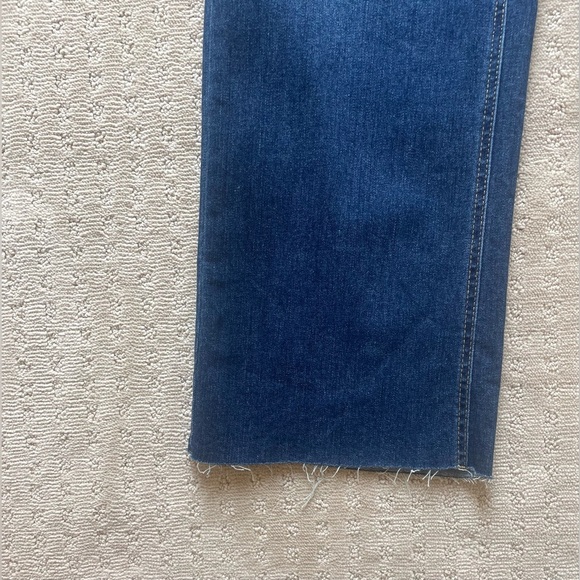 OAT New York High Rise Wide Leg Denim Trouser, Rhinestone Detail, Raw Hem, Sz 2 - Picture 7 of 16